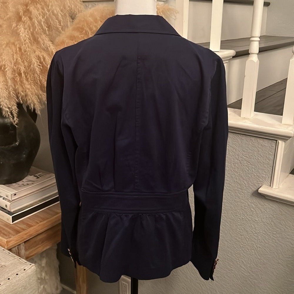 Lauren Ralph Lauren cotton blend Blazer Logo Chest Pocket navy blue size Large - Picture 7 of 8
